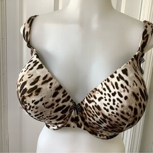 Cacique Brown and Black Full Coverage Bra with Animal Print 46DDD